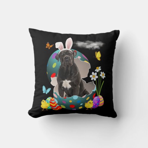 Easter Eggs Cane Corso Bunny Dog Gifts Dog Dad Throw Pillow