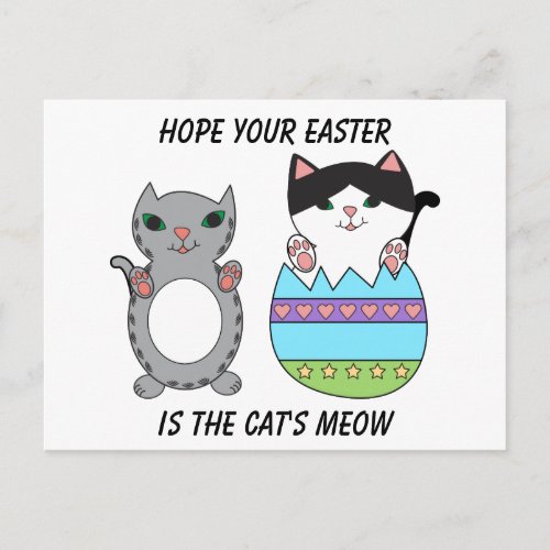 Easter Eggs Cats Cute Colorful Personalize Holiday Postcard