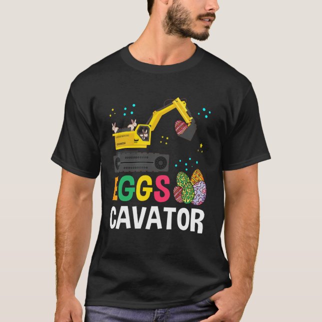 Easter Eggs Cavator Bugger Easter Bunny T-Shirt (Front)