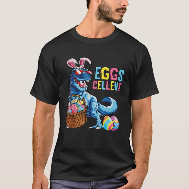 Easter Eggs Cellent Dinosaur Bunny rex Boys Girls  T-Shirt (Front)