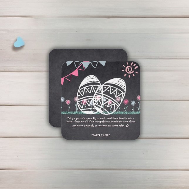 Easter Eggs Chalkboard Drawing Baby Shower Enclosure Card (Creator Uploaded)