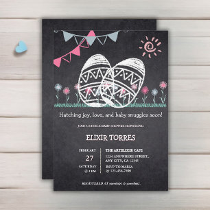 Easter Eggs Chalkboard Drawing Baby Shower Invitation