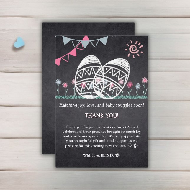 Easter Eggs Chalkboard Drawing Baby Shower Thank You Card (Creator Uploaded)
