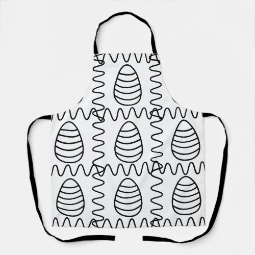 Easter Eggs Chevron Black and White Happy Easter   Apron