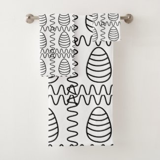 Easter Eggs Chevron Black and White Happy Easter  