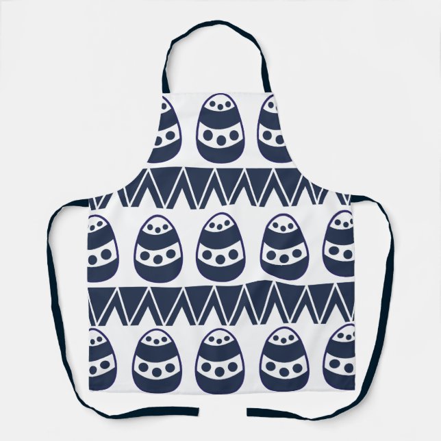Easter Eggs Chevron Stripes Happy Easter Pattern   Apron (Front)