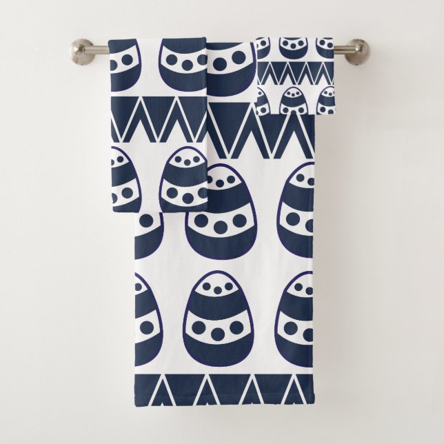 Easter Eggs Chevron Stripes Happy Easter Pattern   Bath Towel Set (Insitu)