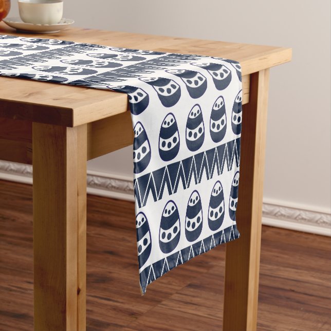 Easter Eggs Chevron Stripes Happy Easter Pattern   Short Table Runner (In Situ)