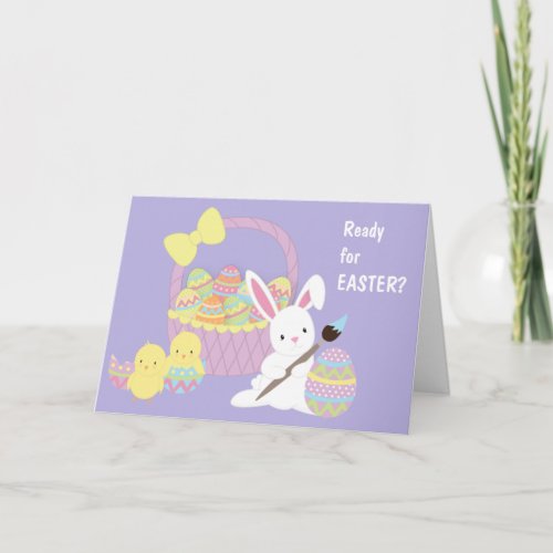 Easter Eggs Chicks and Bunny Holiday Card