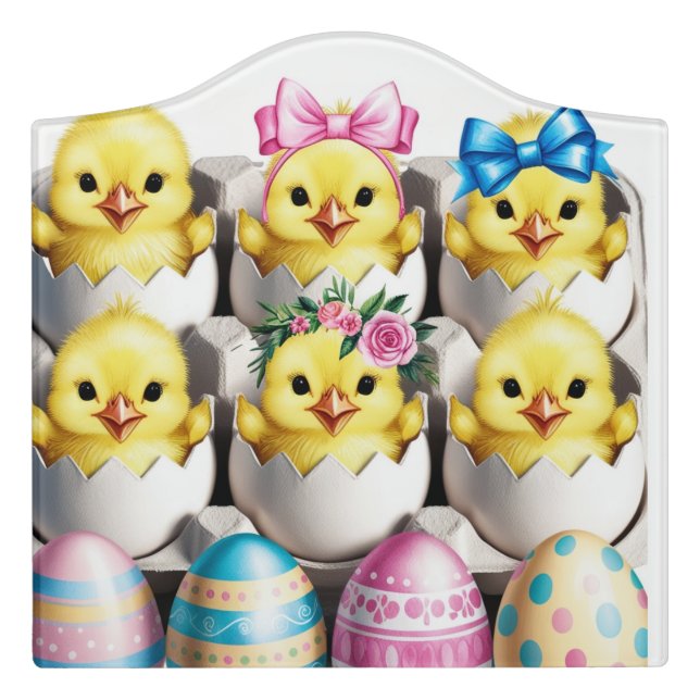 Easter Eggs Children Door Sign (Large Crest Front)