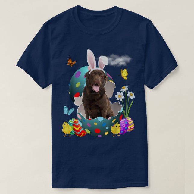 Easter Eggs Chocolate Lab Bunny Dog Gifts Dog Dad  T-Shirt (Design Front)