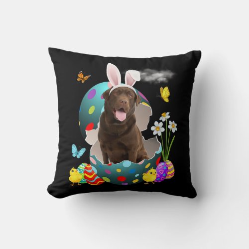 Easter Eggs Chocolate Lab Bunny Dog Gifts Dog Dad Throw Pillow