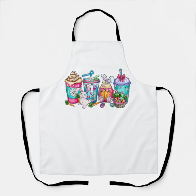 Easter Eggs Coffee Bunny Cups Latte Iced Cream Wom Apron (Front)