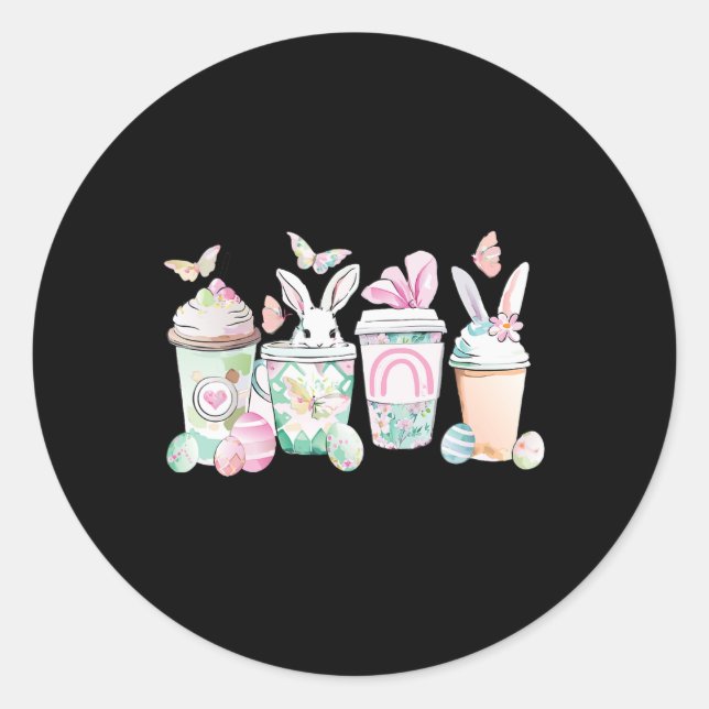 Easter Eggs Coffee Bunny Cups Latte Iced Cream Wom Classic Round Sticker (Front)