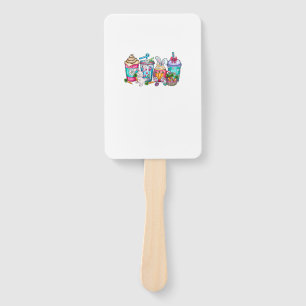 Easter Eggs Coffee Bunny Cups Latte Iced Cream Wom Hand Fan