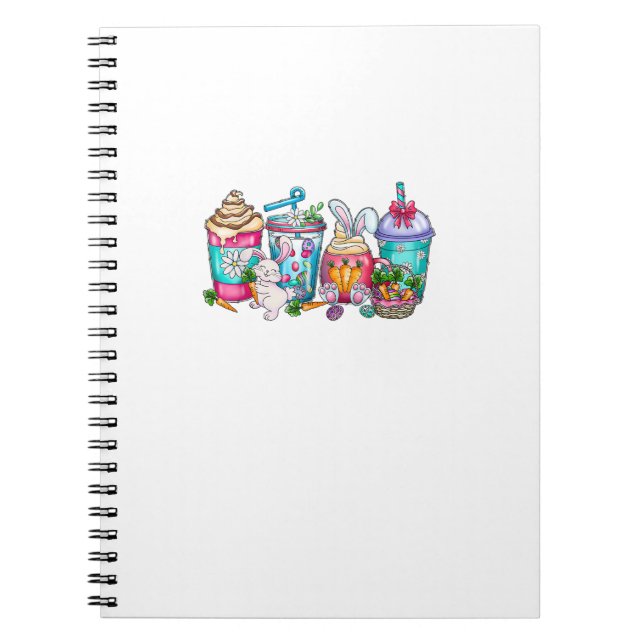 Easter Eggs Coffee Bunny Cups Latte Iced Cream Wom Notebook (Front)