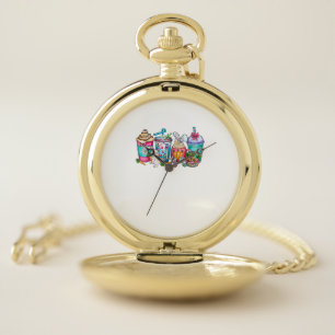 Easter Eggs Coffee Bunny Cups Latte Iced Cream Wom Pocket Watch