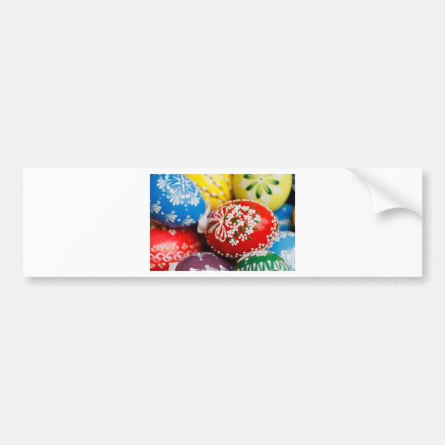 Easter Eggs Colorful Holiday Pattern Spring Art Bumper Sticker (Front)