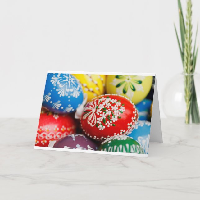 Easter Eggs Colorful Holiday Pattern Spring Art Card (Front)
