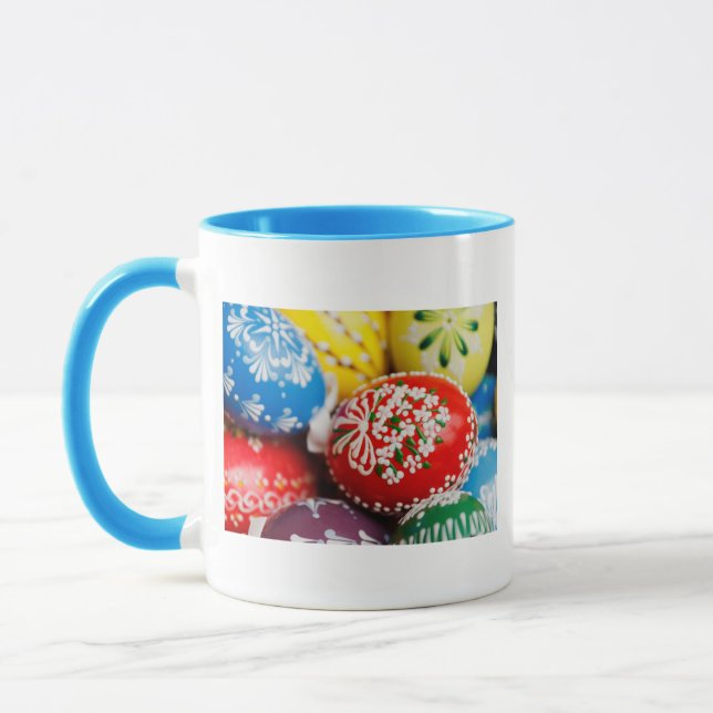 Easter Eggs Colorful Holiday Pattern Spring Art Mug (Left)