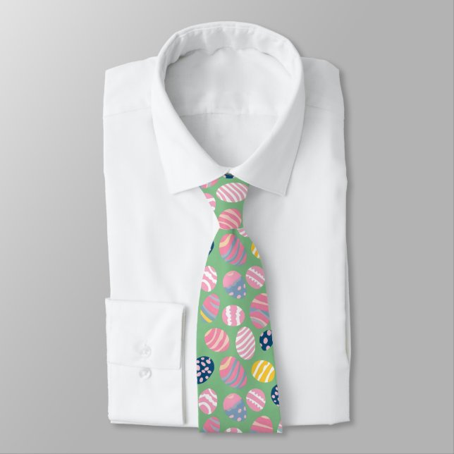 Easter Eggs Colorful Pattern Neck Tie (Tied)