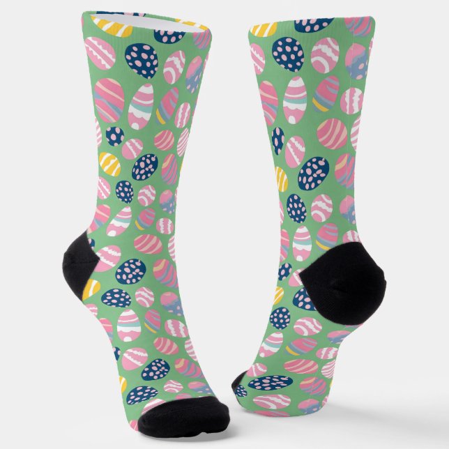 Easter Eggs Colorful Pattern Socks (Angled)