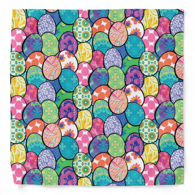 Easter Eggs Colorful Patterns Bandana (Front)