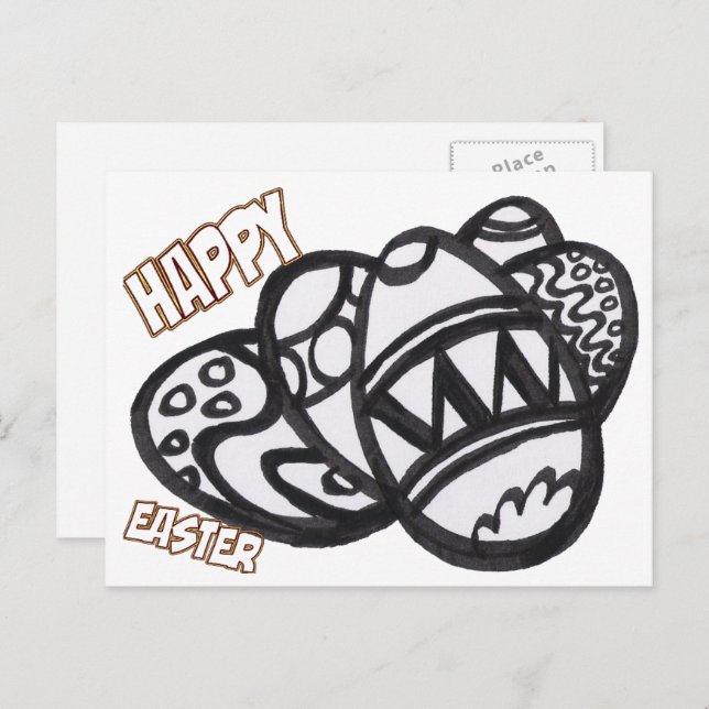 Easter Eggs, Coloring Picture Postcard (Front/Back)
