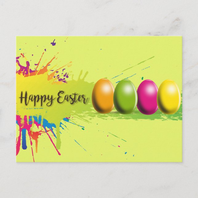 Easter Eggs Colors Splatter Holiday Postcard (Front)