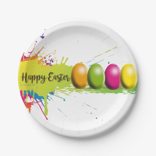 Easter Eggs Colors Splatter Paper Plates