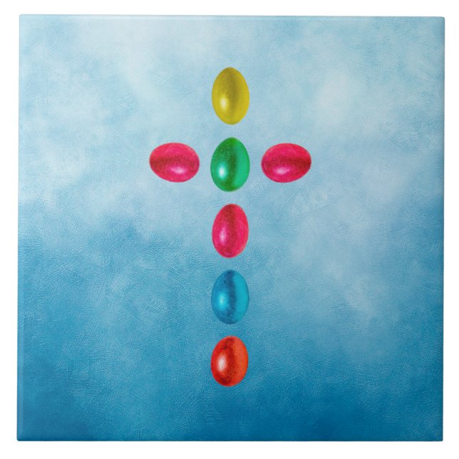 Easter eggs cross ceramic tile (Front)