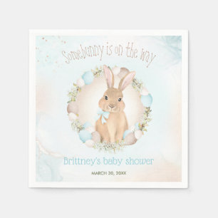 Easter Eggs Cute Bunny Spring Blue Boy Baby Shower Napkins