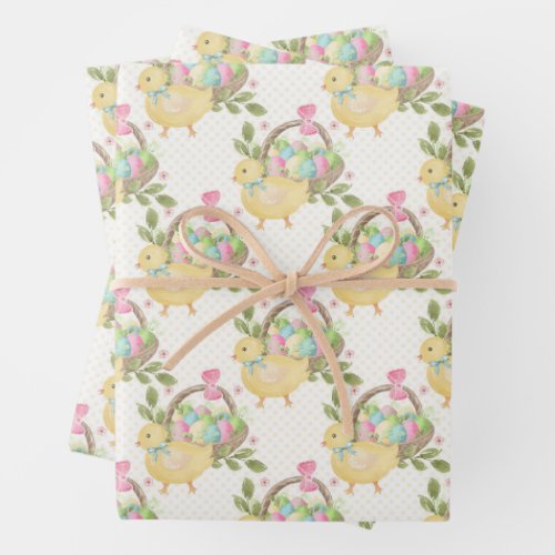 Easter Eggs Cute Chicken Wrapping Paper Sheets