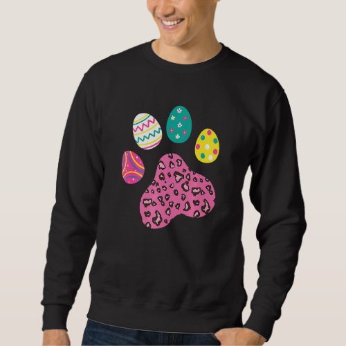 Easter Eggs Dog Cat Paw Leopard Print Pet Paw East Sweatshirt