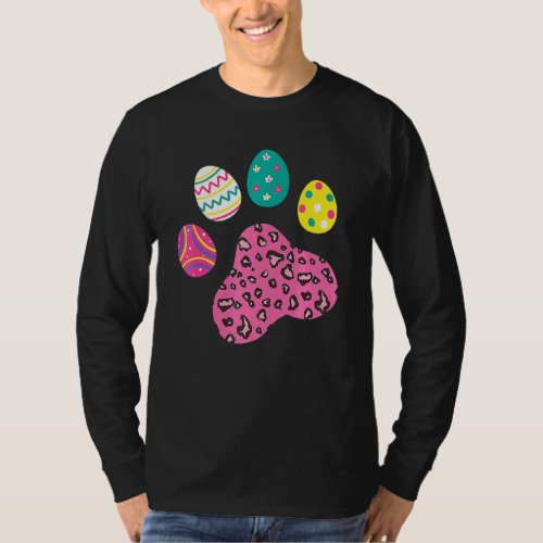 Easter Eggs Dog Cat Paw Leopard Print Pet Paw East T_Shirt