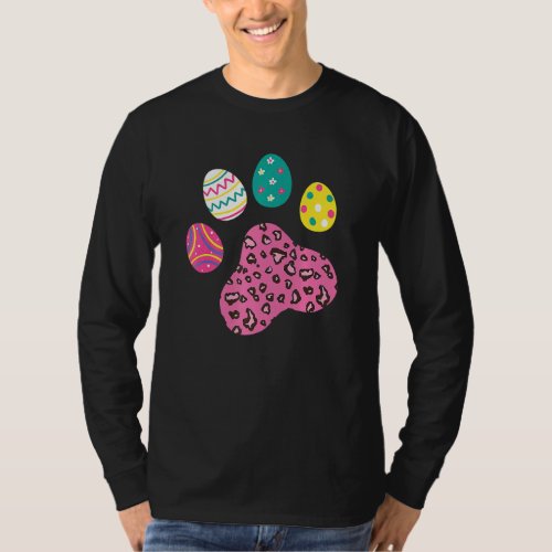 Easter Eggs Dog Cat Paw Leopard Print Pet Paw East T_Shirt