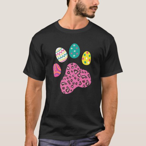 Easter Eggs Dog Cat Paw Leopard Print Pet Paw East T_Shirt