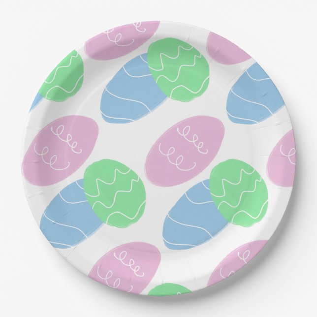 Easter Eggs Doodles  Paper Plates (Front)