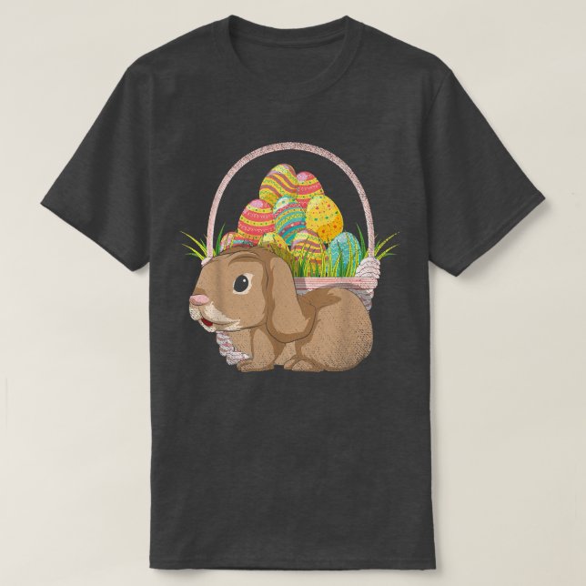 Easter Eggs Easter Basket Easter Holiday Rabbit Ha T-Shirt (Design Front)