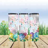 20 oz Insulated Stainless Steel Tumbler Mug Cute Easter Bunny with