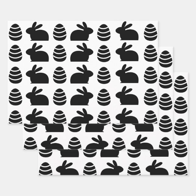 Easter Eggs Easter Bunny Happy Easter Pattern   Wrapping Paper Sheets (Set)