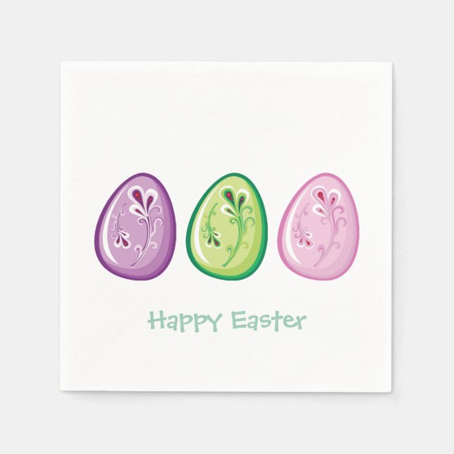 Easter Eggs Easter Party Paper Napkin Set (Front)