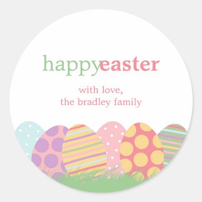 Easter Eggs Favor Stickers or Gift Tag Stickers (Front)