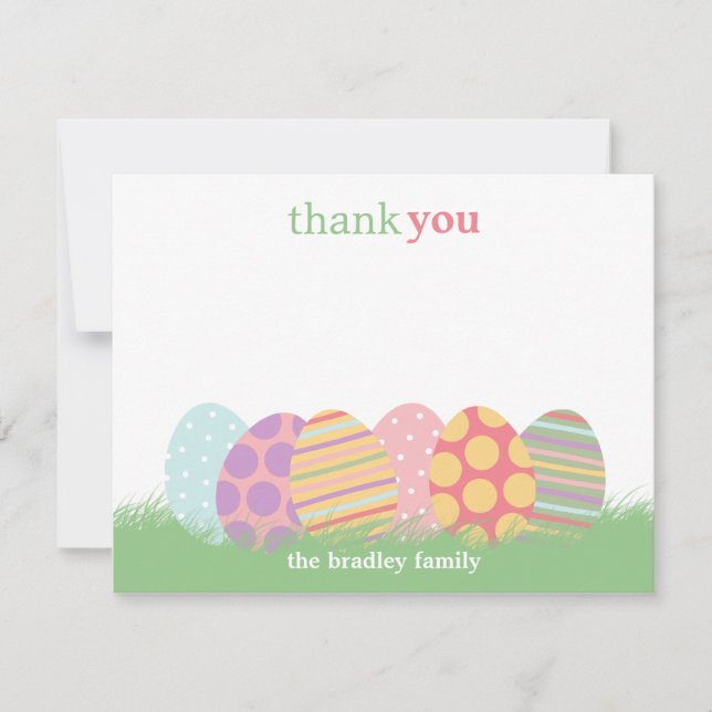 Easter Eggs Flat Thank You Card or Note Card (Front)