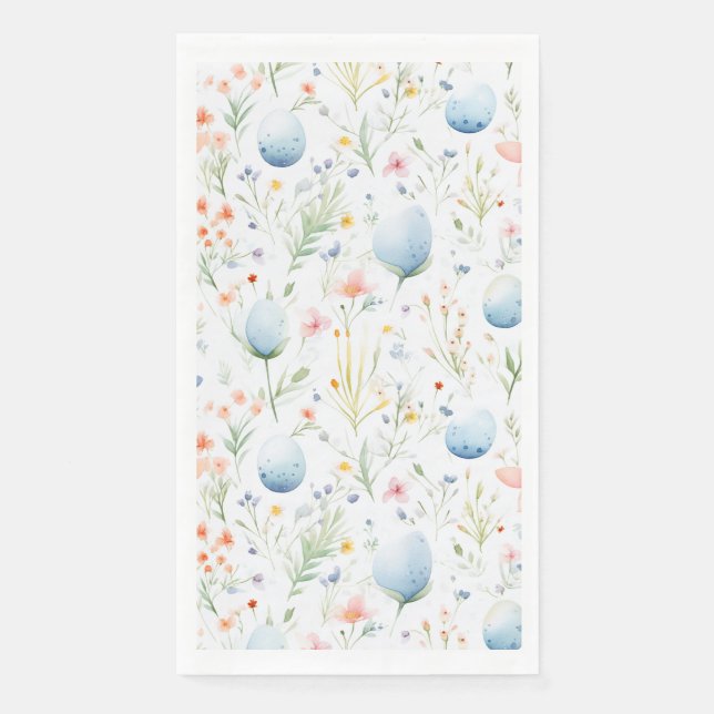 Easter Eggs & Flowers | Botanical | Easter Paper Guest Towels (Front)