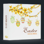 Easter Eggs, Forsythia Branch Easter Memories Binder<br><div class="desc">Beautiful easter memories with the colorful easter eggs and forsythia branch. You can customize the text, background color to suit your needs. Matching items available in our store.</div>