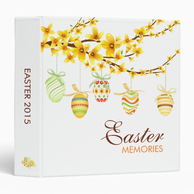 Easter Eggs, Forsythia Branch Easter Memories Binder (Front/Spine)