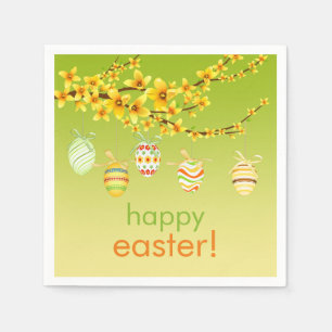 Easter Eggs, Forsythia Branch Paper Napkins