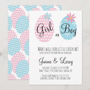 Easter Eggs Gender Reveal Girl or Boy Invitation