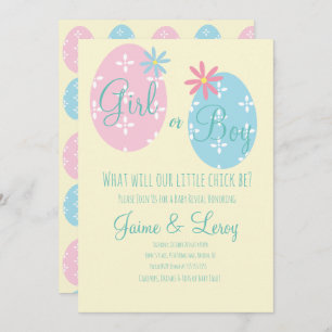 Easter Eggs Gender Reveal He or She  Invitation